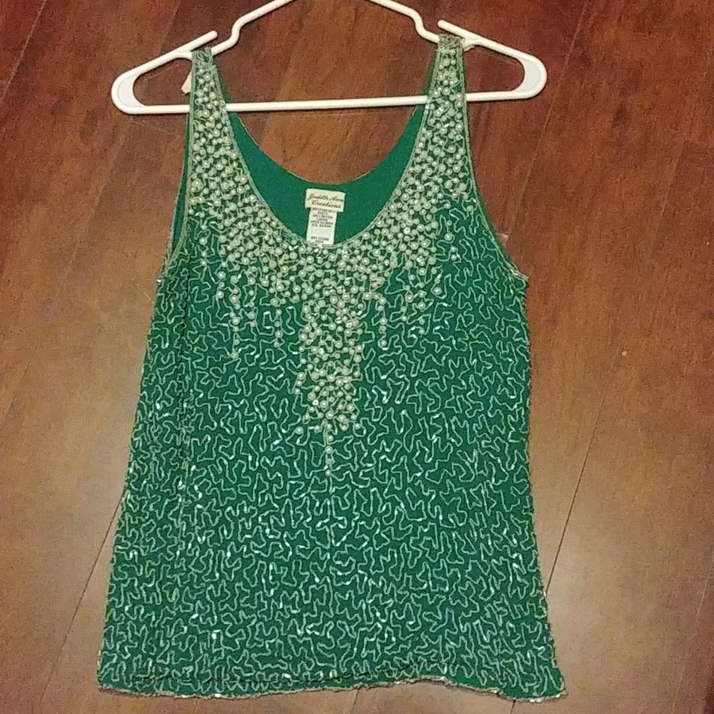 Vintage Beaded top 100% silk